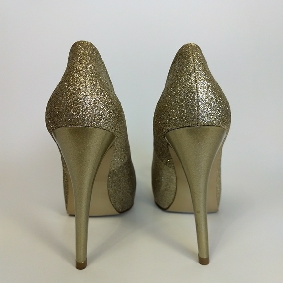 Guess gold glittery platform heels shoes 7 1/2 M - Picture 3 of 6